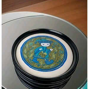 Vintage RARE Coaster Quartet by Holt Howard Blue & Green Set Of 7